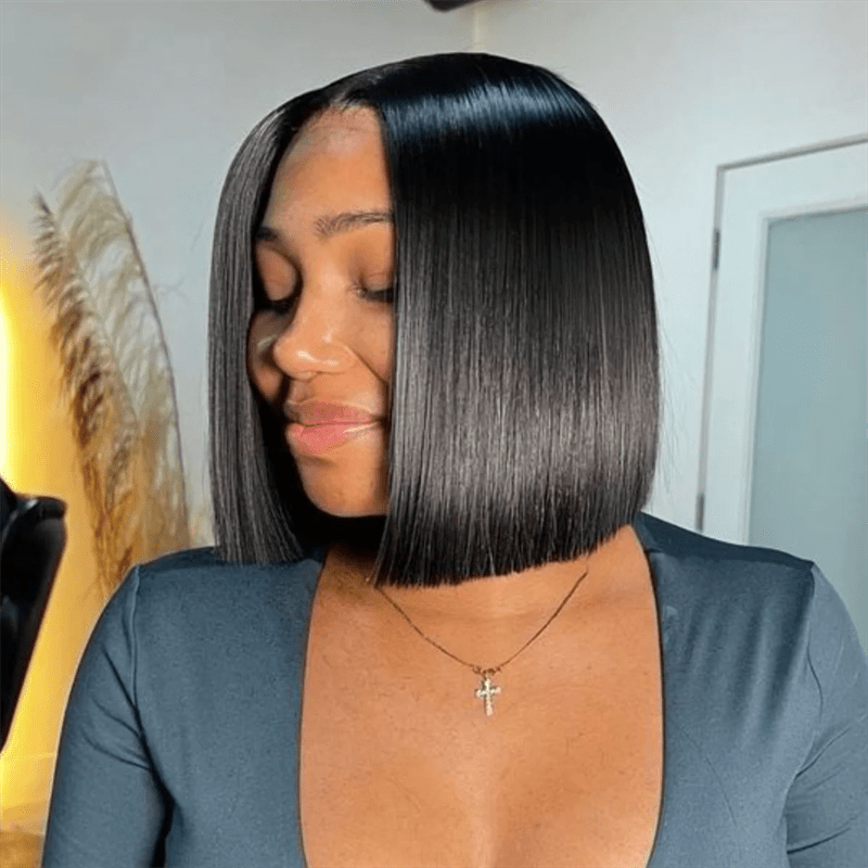Lemoda Bone Straight Short Bob Wigs Transparent 2x6 Lace Human Hair Wigs 180% - Lemoda Hair