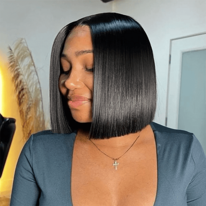 Lemoda Bone Straight Short Bob Wigs Transparent 2x6 Lace Human Hair Wigs 180% - Lemoda Hair
