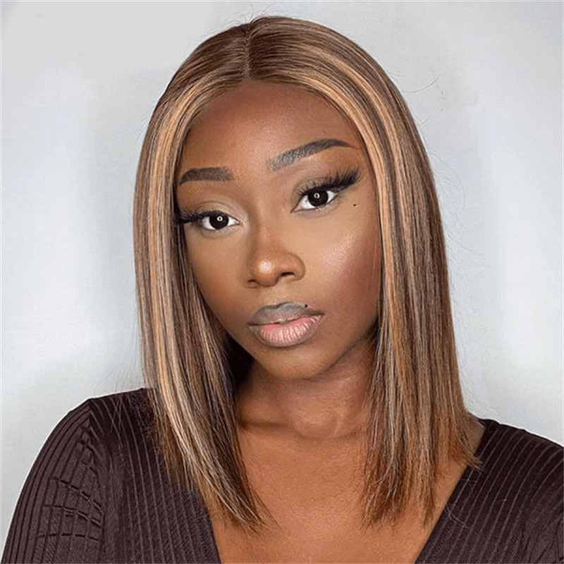 Lemoda Bone Straight Short Bob Wigs Transparent 2x6 Lace Human Hair Wigs 180% - Lemoda Hair