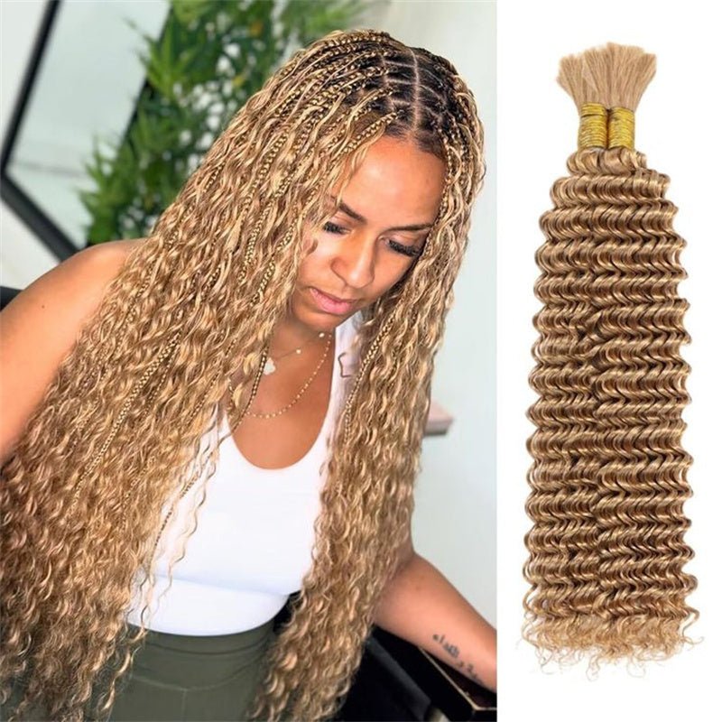 Lemoda Braiding Hair #27 Honey Blonde Deep Wave Bulk Human Hair for Boho Braids - Lemoda Hair