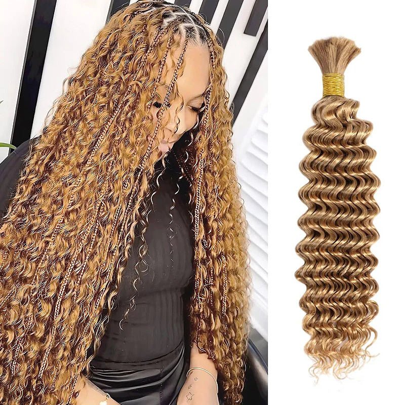 Lemoda Braiding Hair #27 Honey Blonde Deep Wave Bulk Human Hair for Boho Braids - Lemoda Hair