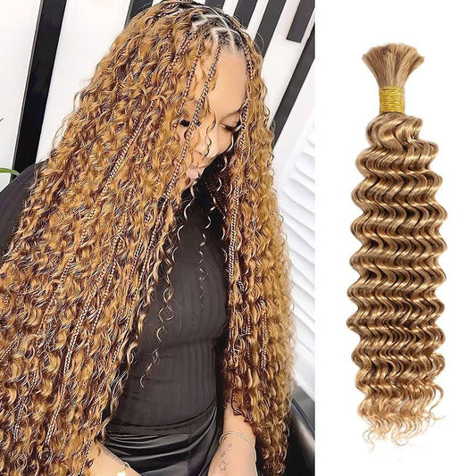 Lemoda Braiding Hair #27 Honey Blonde Deep Wave Bulk Human Hair for Boho Braids - Lemoda Hair