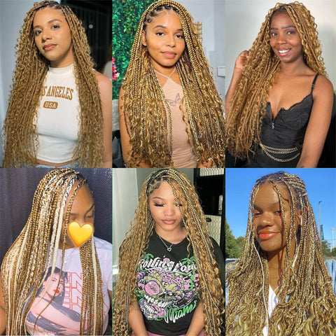 Lemoda Braiding Hair #27 Honey Blonde Deep Wave Bulk Human Hair for Boho Braids - Lemoda Hair