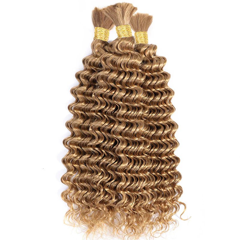 Lemoda Braiding Hair #27 Honey Blonde Deep Wave Bulk Human Hair for Boho Braids - Lemoda Hair