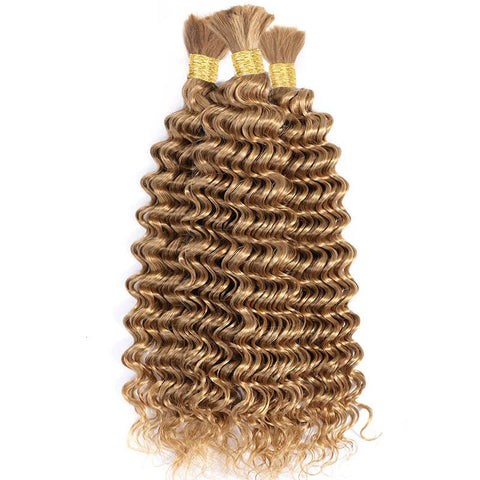 Lemoda Braiding Hair #27 Honey Blonde Deep Wave Bulk Human Hair for Boho Braids - Lemoda Hair