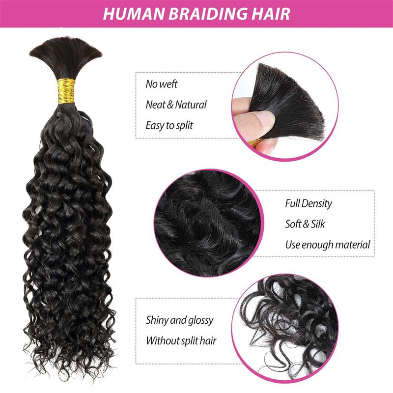 Lemoda Braiding Hair Water Wave Boho Braids Human Hair Exensions No Weft 1PC - Lemoda Hair