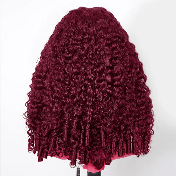 Lemoda Burgundy 99J Burmese Curly Human Hair Wigs Transaprent 13x6 Full Lace Wig - Lemoda Hair