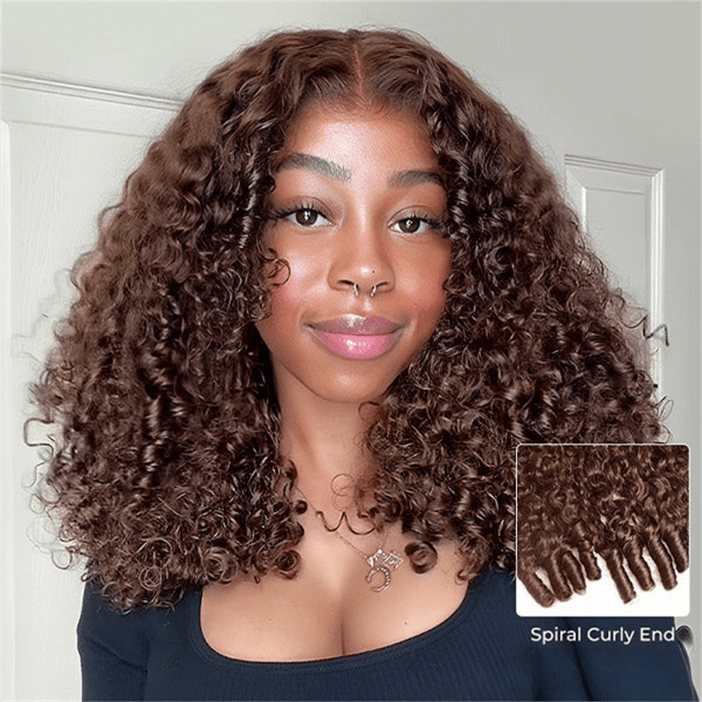 Lemoda Burmese Curly 13x6 Full Frontal Wig 4 Chocolate Brown Colored Human Hair Wigs - Lemoda Hair