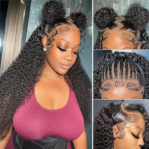 Lemoda Cambodian Curly 13x6 HD Invisible Lace Front Wigs Human Hair Kinky Curly 13x4 Frontal Wigs 40Inches - Lemoda Hair