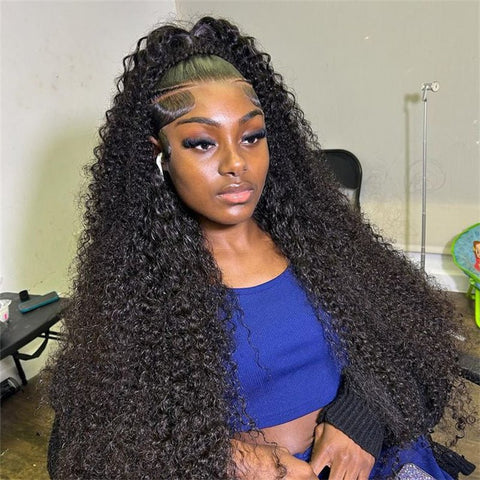 Lemoda Cambodian Curly 13x6 HD Invisible Lace Front Wigs Human Hair Kinky Curly 13x4 Frontal Wigs 40Inches - Lemoda Hair