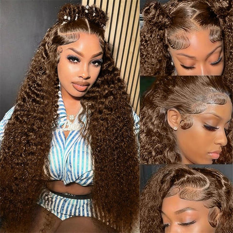 Lemoda Chocolate Brown 5×5 Lace Closure Wig Chocolate Brown Deep Wave Human Hair Wigs HD Transparent 4x4 6x6 Lace Wig - Lemoda Hair