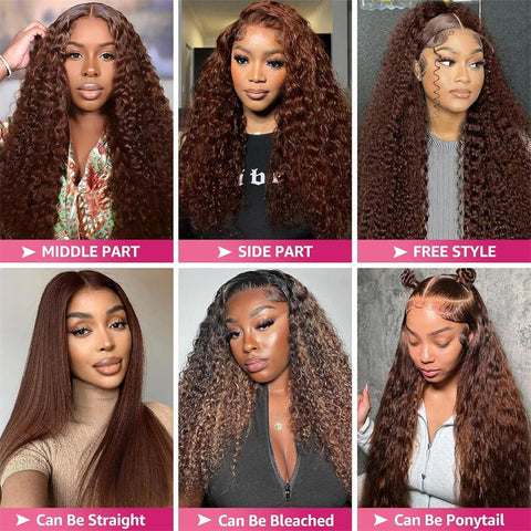 Lemoda Chocolate Brown 5×5 Lace Closure Wig Chocolate Brown Deep Wave Human Hair Wigs HD Transparent 4x4 6x6 Lace Wig - Lemoda Hair