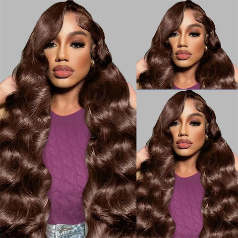 Lemoda Chocolate Brown Body Wave 4x4 Lace Closure Human Hair Wigs 250% Density 5x5 6x6 Lace Wigs - Lemoda Hair
