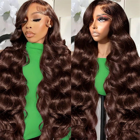 Lemoda Chocolate Brown Body Wave 4x4 Lace Closure Human Hair Wigs 250% Density 5x5 6x6 Lace Wigs - Lemoda Hair