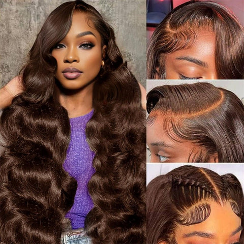 Lemoda Chocolate Brown Body Wave 4x4 Lace Closure Human Hair Wigs 250% Density 5x5 6x6 Lace Wigs - Lemoda Hair
