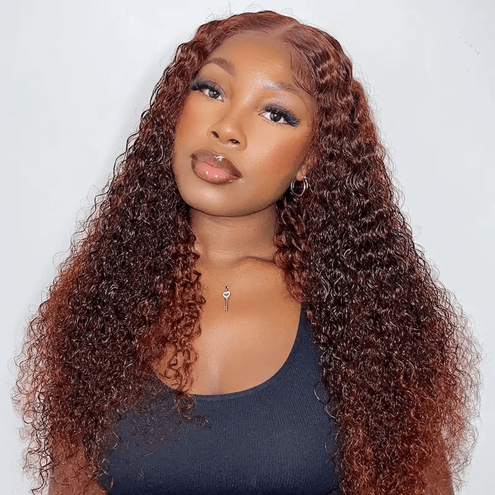 Lemoda Curly Wave 7x5 Lace Closure Wig Reddish Brown Glueless Human Hair Wigs - Lemoda Hair