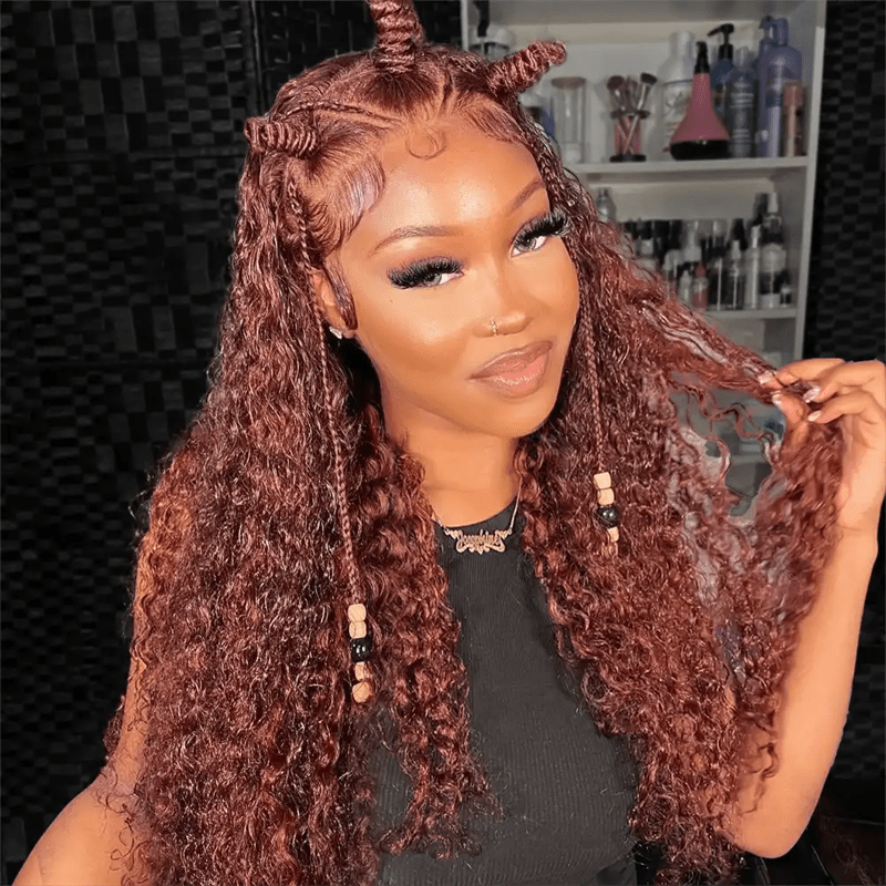 Lemoda Curly Wave 7x5 Lace Closure Wig Reddish Brown Glueless Human Hair Wigs - Lemoda Hair