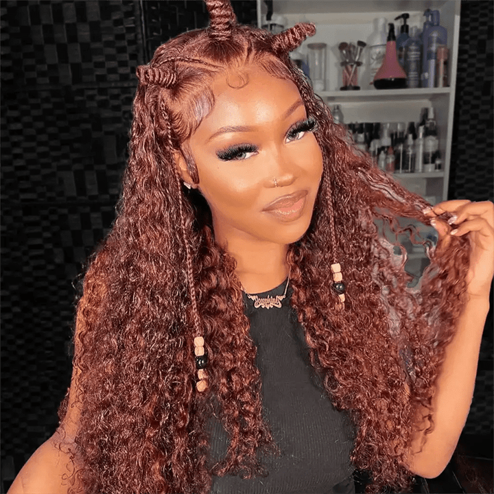Lemoda Curly Wave 7x5 Lace Closure Wig Reddish Brown Glueless Human Hair Wigs - Lemoda Hair
