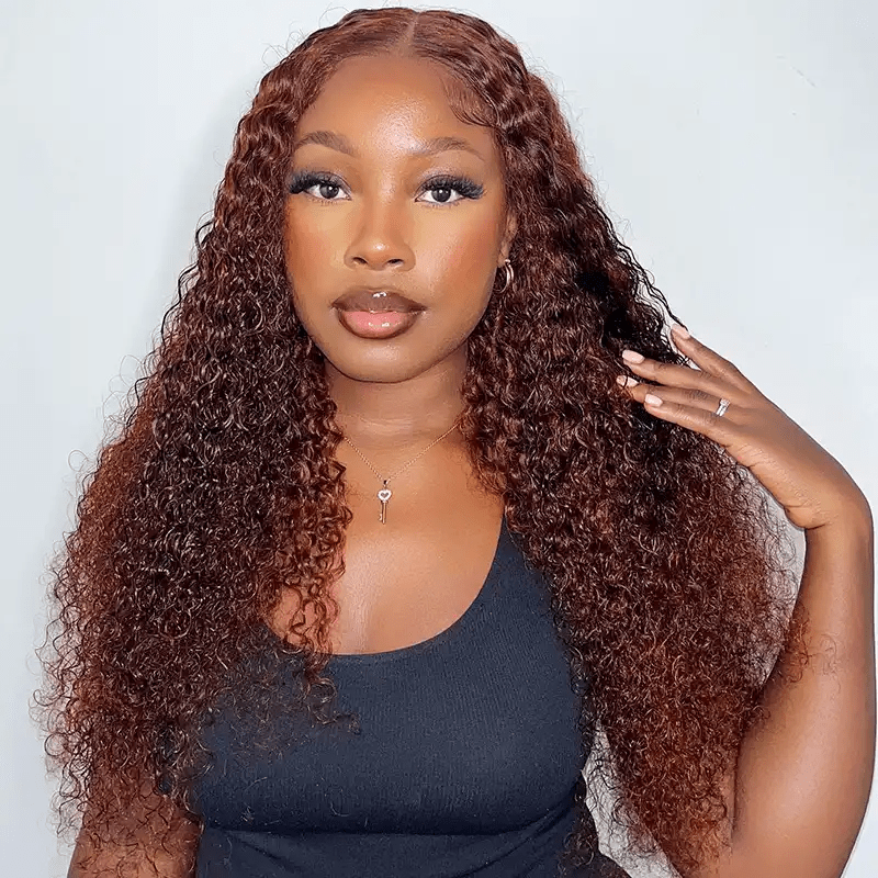 Lemoda Curly Wave 7x5 Lace Closure Wig Reddish Brown Glueless Human Hair Wigs - Lemoda Hair