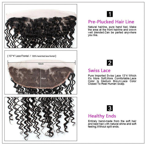 Lemoda Deep Wave Ear to Ear Lace Frontal Closure 13x4 HD Lace Frontal Human Hair With Baby Hair - Lemoda Hair