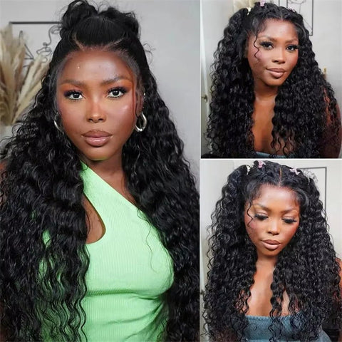 Lemoda Deep Wave Invisi - Drawstring Snug Fit 360 Lace Frontal Wigs HD Transparent Glueless Human Hair Wigs for Women - Lemoda Hair