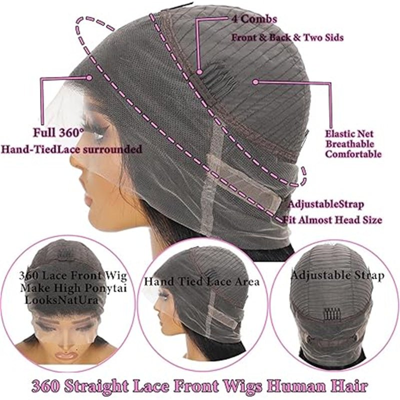 Lemoda Deep Wave Invisi - Drawstring Snug Fit 360 Lace Frontal Wigs HD Transparent Glueless Human Hair Wigs for Women - Lemoda Hair