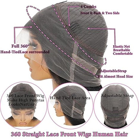 Lemoda Deep Wave Invisi - Drawstring Snug Fit 360 Lace Frontal Wigs HD Transparent Glueless Human Hair Wigs for Women - Lemoda Hair