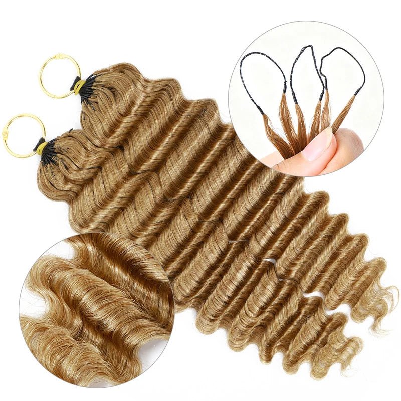 Lemoda Feather Crochet Hair Extension 27 Honey Blonde Deep Wave Human Hair - Lemoda Hair