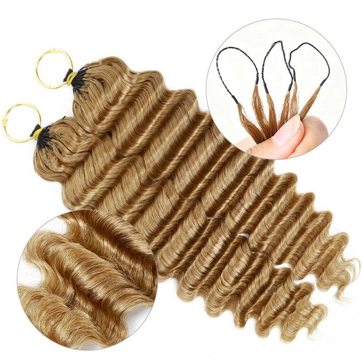 Lemoda Feather Crochet Hair Extension 27 Honey Blonde Deep Wave Human Hair - Lemoda Hair