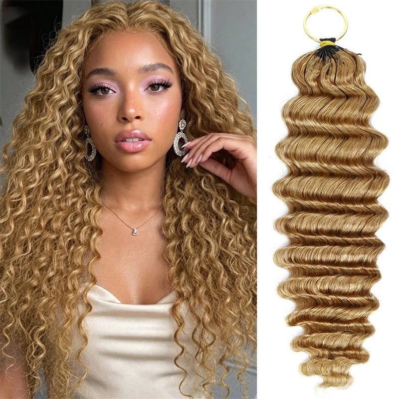 Lemoda Feather Crochet Hair Extension 27 Honey Blonde Deep Wave Human Hair - Lemoda Hair