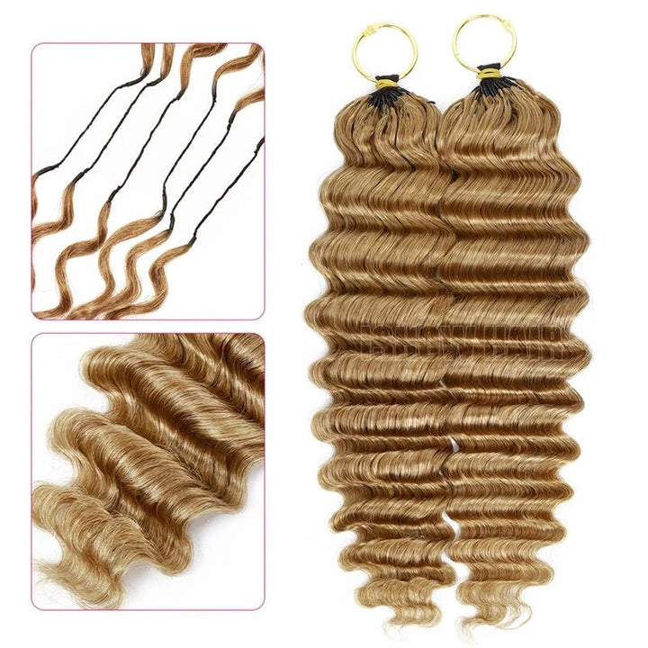 Lemoda Feather Crochet Hair Extension 27 Honey Blonde Deep Wave Human Hair - Lemoda Hair