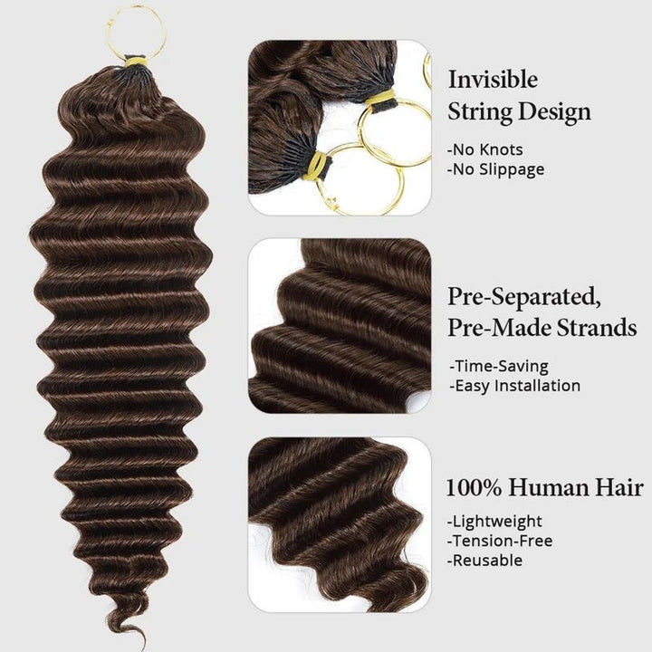 Lemoda Feather Crochet Hair Extension Chocolate Brown Deep Wave Human Hair - Lemoda Hair