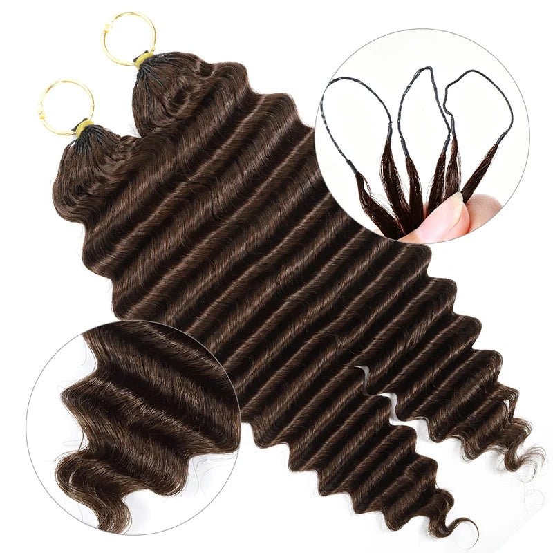 Lemoda Feather Crochet Hair Extension Chocolate Brown Deep Wave Human Hair - Lemoda Hair