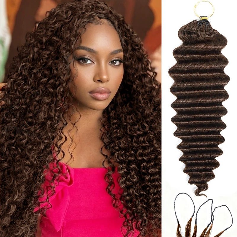Lemoda Feather Crochet Hair Extension Chocolate Brown Deep Wave Human Hair - Lemoda Hair