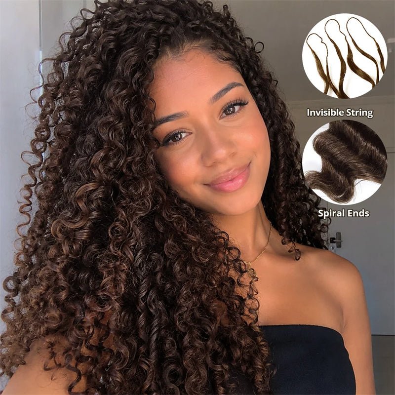 Lemoda Feather Crochet Hair Extension Chocolate Brown Deep Wave Human Hair - Lemoda Hair