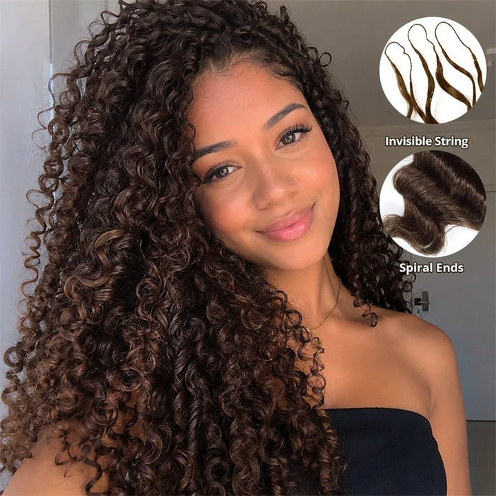 Lemoda Feather Crochet Hair Extension Chocolate Brown Deep Wave Human Hair - Lemoda Hair