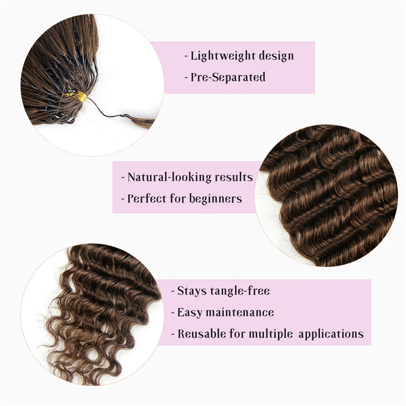 Lemoda Feather Crochet Hair Extension Chocolate Brown Deep Wave Human Hair - Lemoda Hair