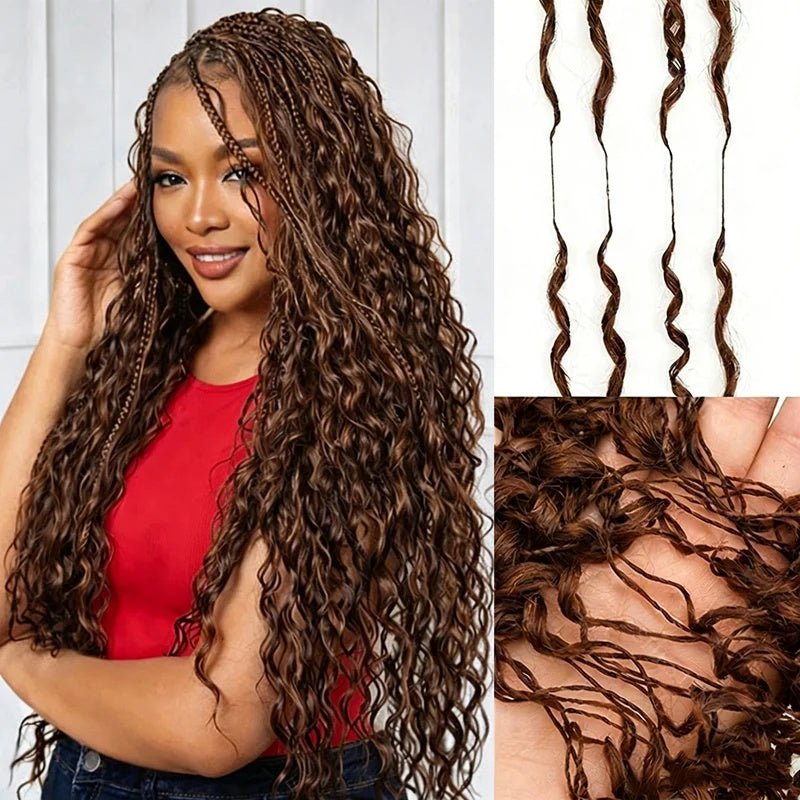 Lemoda Feather Crochet Hair Extension Chocolate Brown Water Wave Human Hair - Lemoda Hair