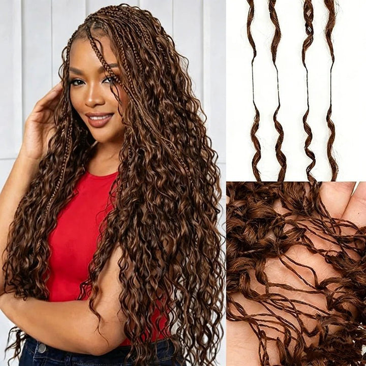 Lemoda Feather Crochet Hair Extension Chocolate Brown Water Wave Human Hair - Lemoda Hair