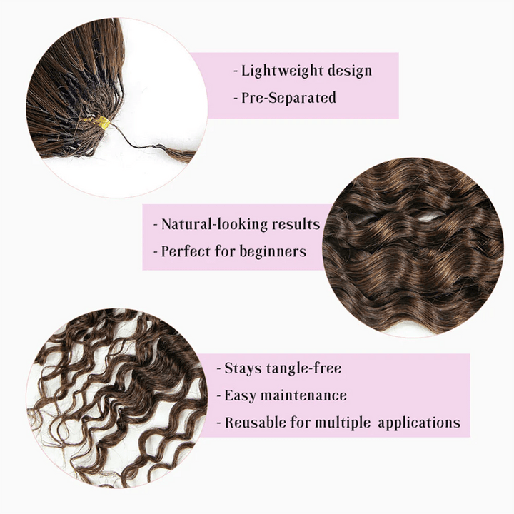 Lemoda Feather Crochet Hair Extension Chocolate Brown Water Wave Human Hair - Lemoda Hair