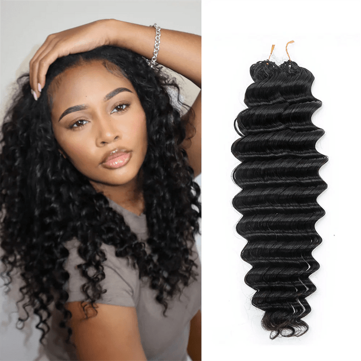 Lemoda Feather Crochet Hair Extension Deep Wave Human Hair - Lemoda Hair