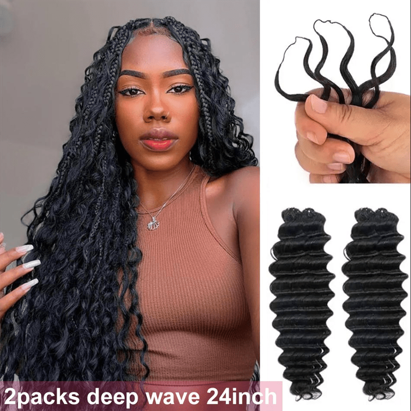 Lemoda Feather Crochet Hair Extension Deep Wave Human Hair - Lemoda Hair