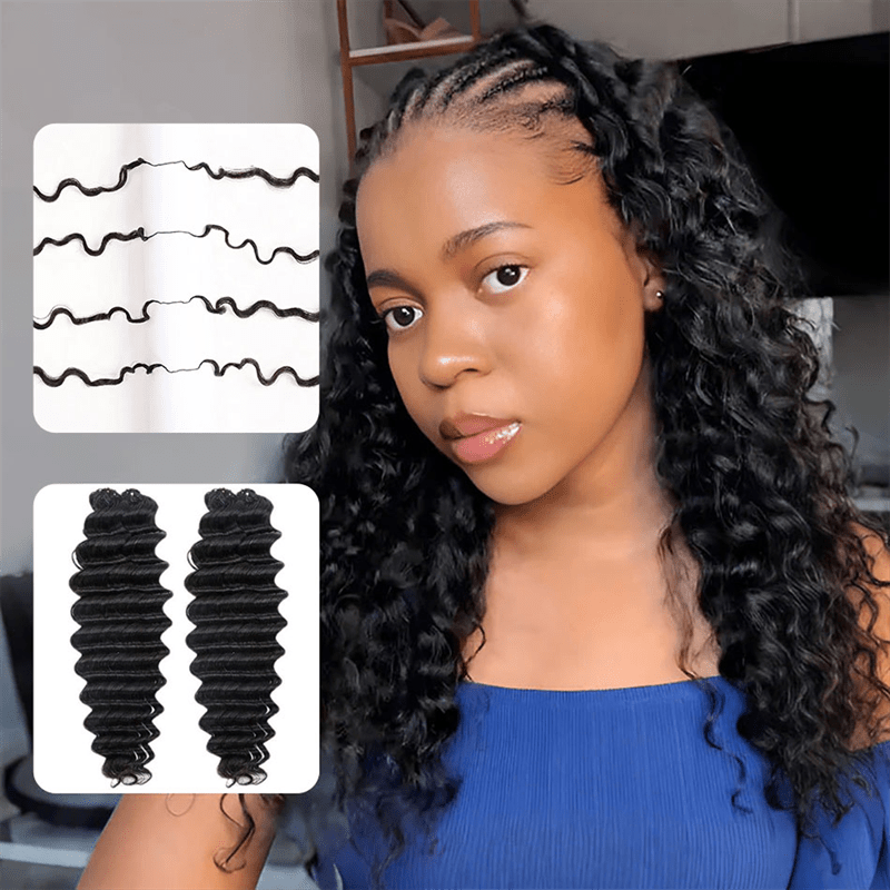 Lemoda Feather Crochet Hair Extension Deep Wave Human Hair - Lemoda Hair