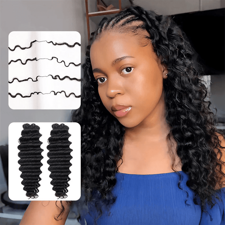 Lemoda Feather Crochet Hair Extension Deep Wave Human Hair - Lemoda Hair