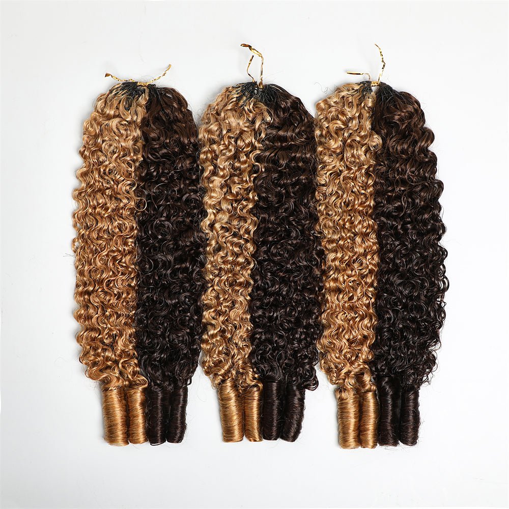 Lemoda Feather Crochet Hair Extension P4/27 Burmese Curly Human Hair - Lemoda Hair