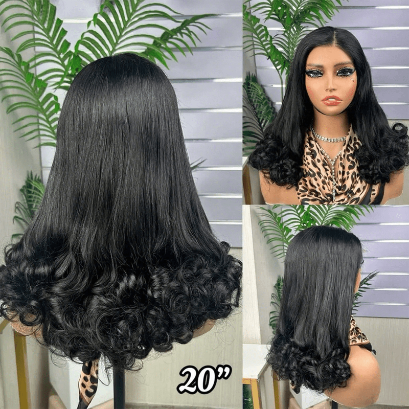 Lemoda Flower Curly Glueless Wigs Double Drawn Romantic Bouncy Wave 5x5 Human Hair Wigs - Lemoda Hair