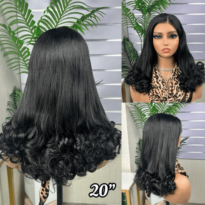 Lemoda Flower Curly Glueless Wigs Double Drawn Romantic Bouncy Wave 5x5 Human Hair Wigs - Lemoda Hair