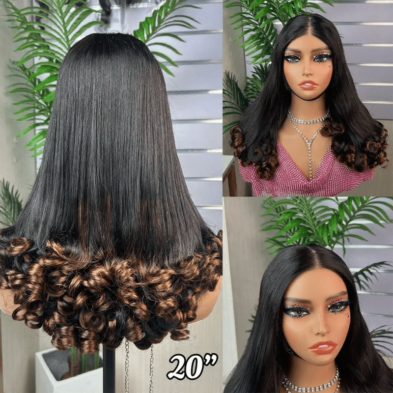 Lemoda Flower Curly Glueless Wigs Double Drawn Romantic Bouncy Wave 5x5 Human Hair Wigs - Lemoda Hair
