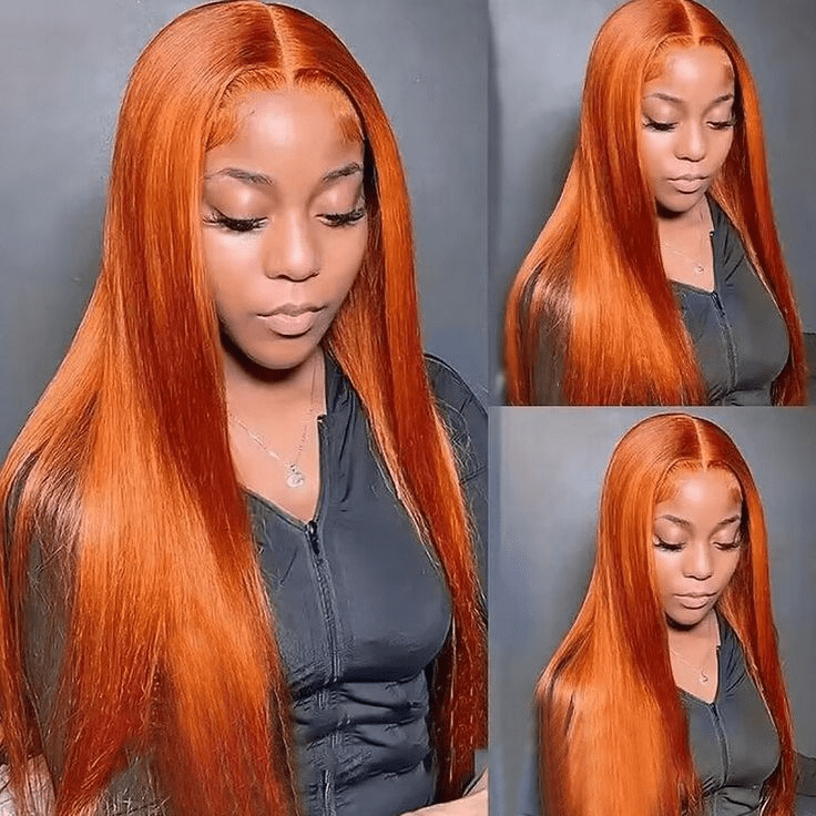 Lemoda Ginger Orange 13x4 Lace Frontal Wigs Straight Human Hair Wigs 250% - Lemoda Hair