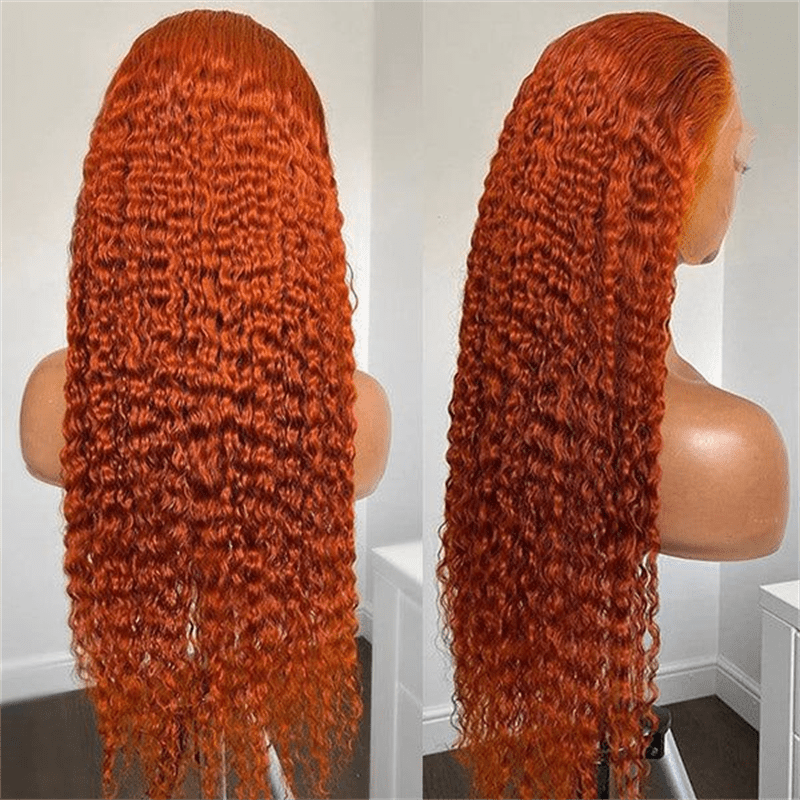 Lemoda Ginger Orange 13x6 Deep Wave Human Hair Lace Front Wigs Pre Plucked - Lemoda Hair